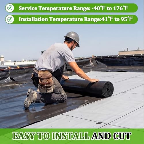 Pushglossy EPDM Rubber Roofing Membrane 39inx20ft Self Adhesive