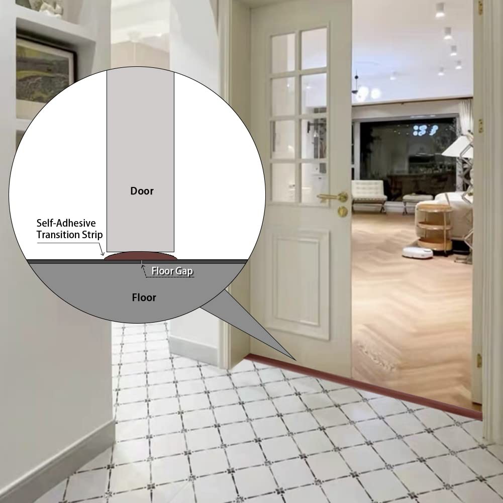1 PC Floor Transition Strip 2 Inch Self Adhesive Flat Vinyl 10Ft Brown Wood