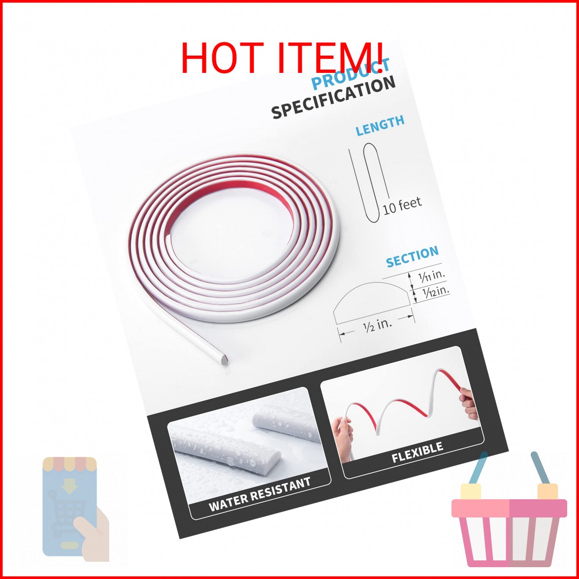 Art3d 10 Ft Peel and Stick Trim for Backsplash Tile Edge, Self-Adhesive Liner fo