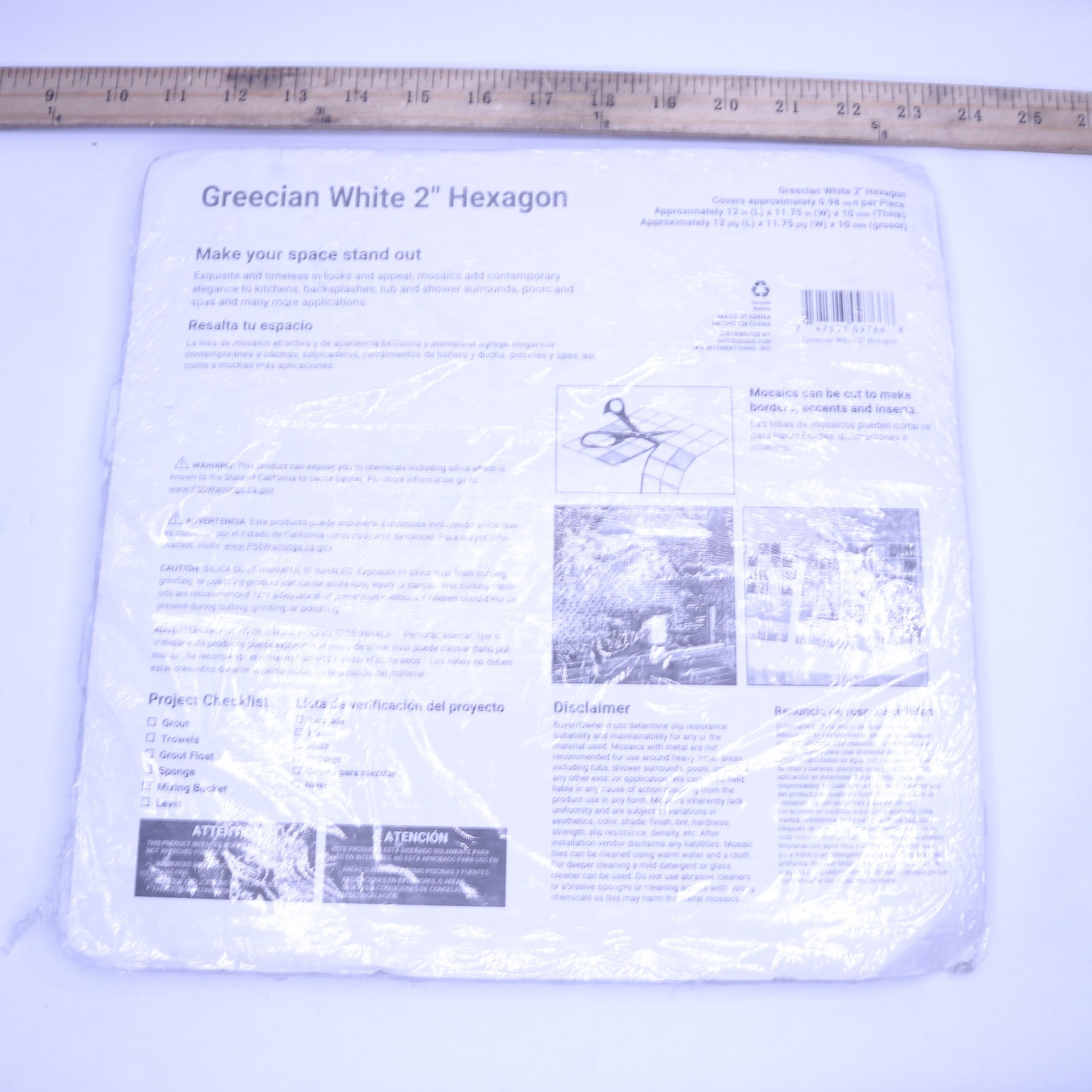 Mesh-Mounted Mosaic Tile Polished Marble 12 x 11.75 x 10mm