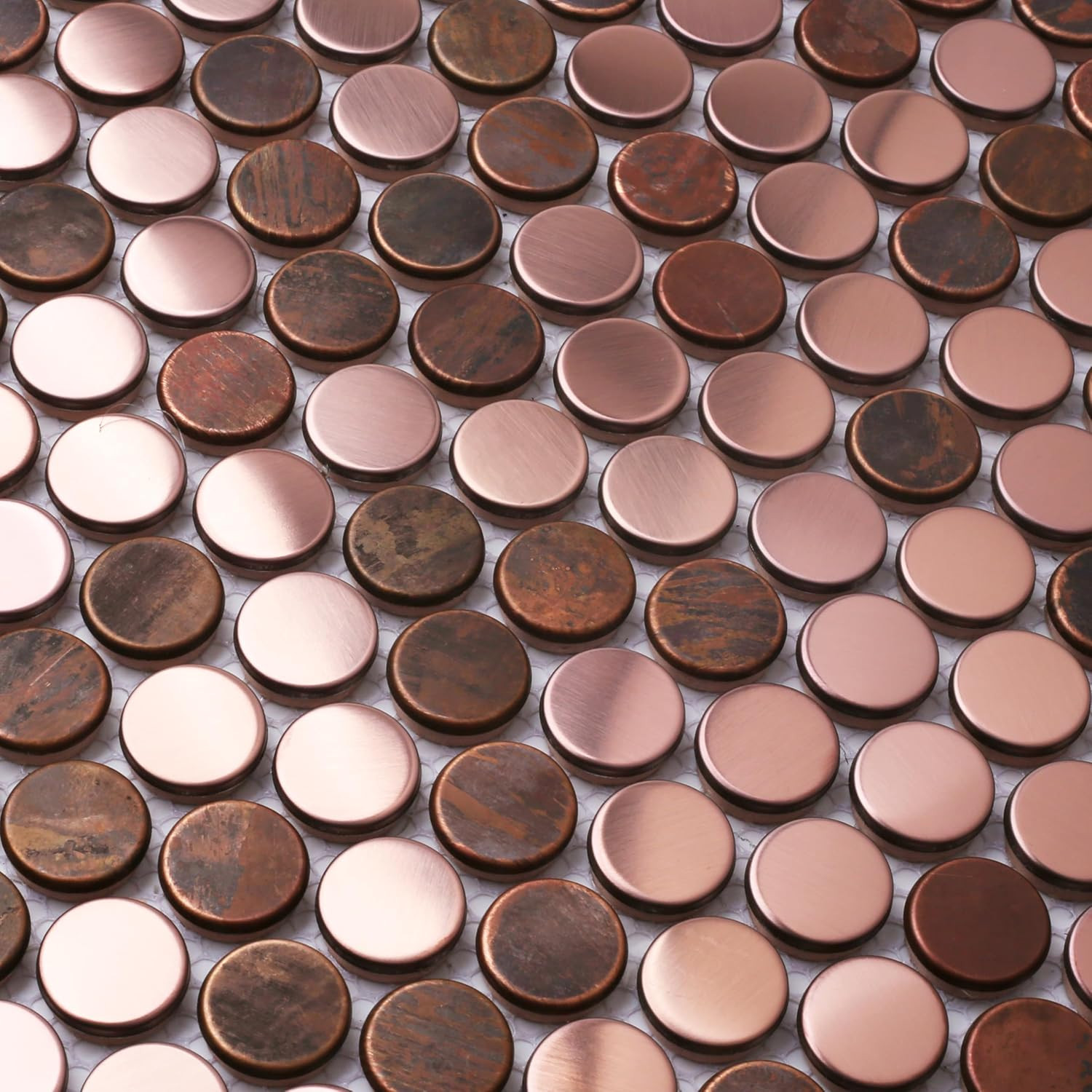 Copper Penny Mosaic Tile Backsplash – 5 Sheets for Shower & Floor Use