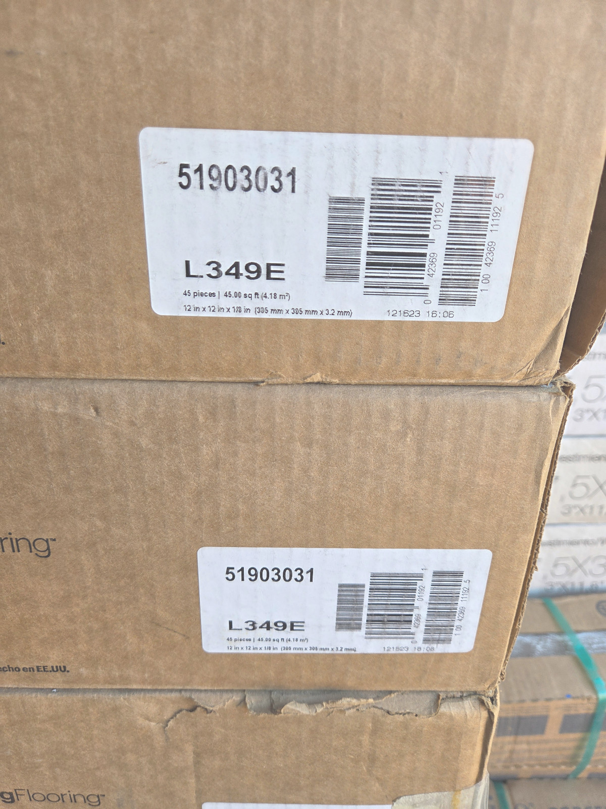 50 Boxes Armstrong Flooring Commercial 45sq ft box. Gray L Pickup