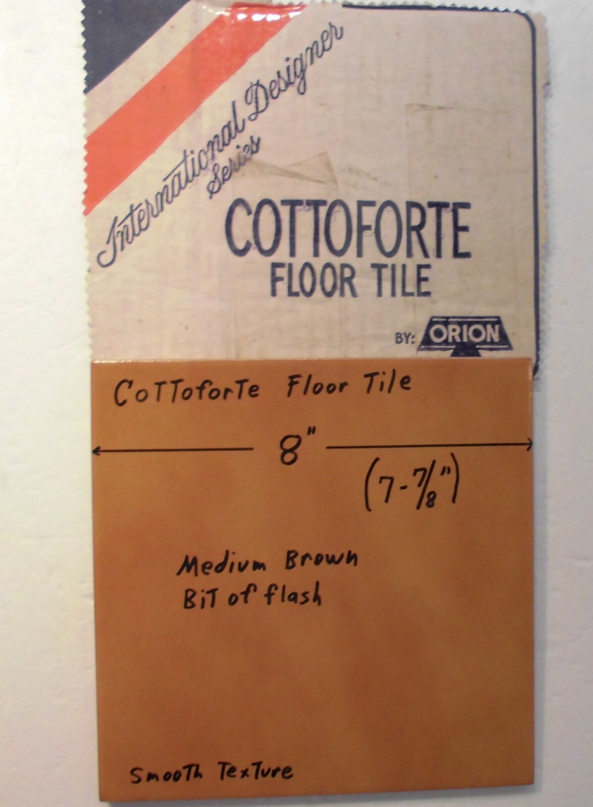 1 pc. Medium Brown Ceramic Floor Tile: 8″ X 8″ Smooth Surface + bit of flash
