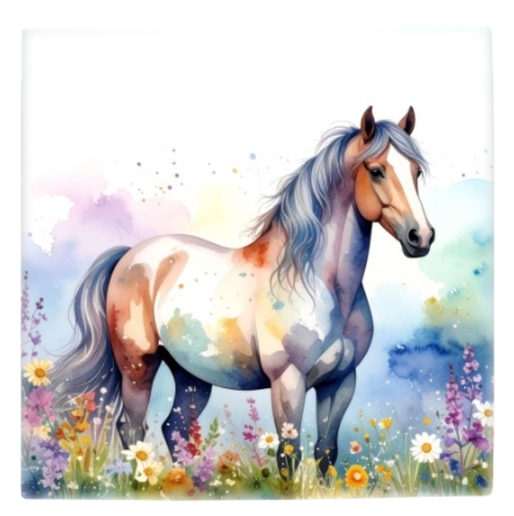 Horse Ceramic Tile 4.25×4.25, 6×6 or 8×8 inches Watercolor Printed in USA