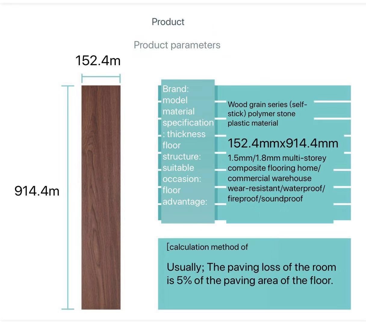 10 PCS Vinyl Peel Stick Floor Tile Wood Plank Hickory 36×6 Inch 1.2mm Thick