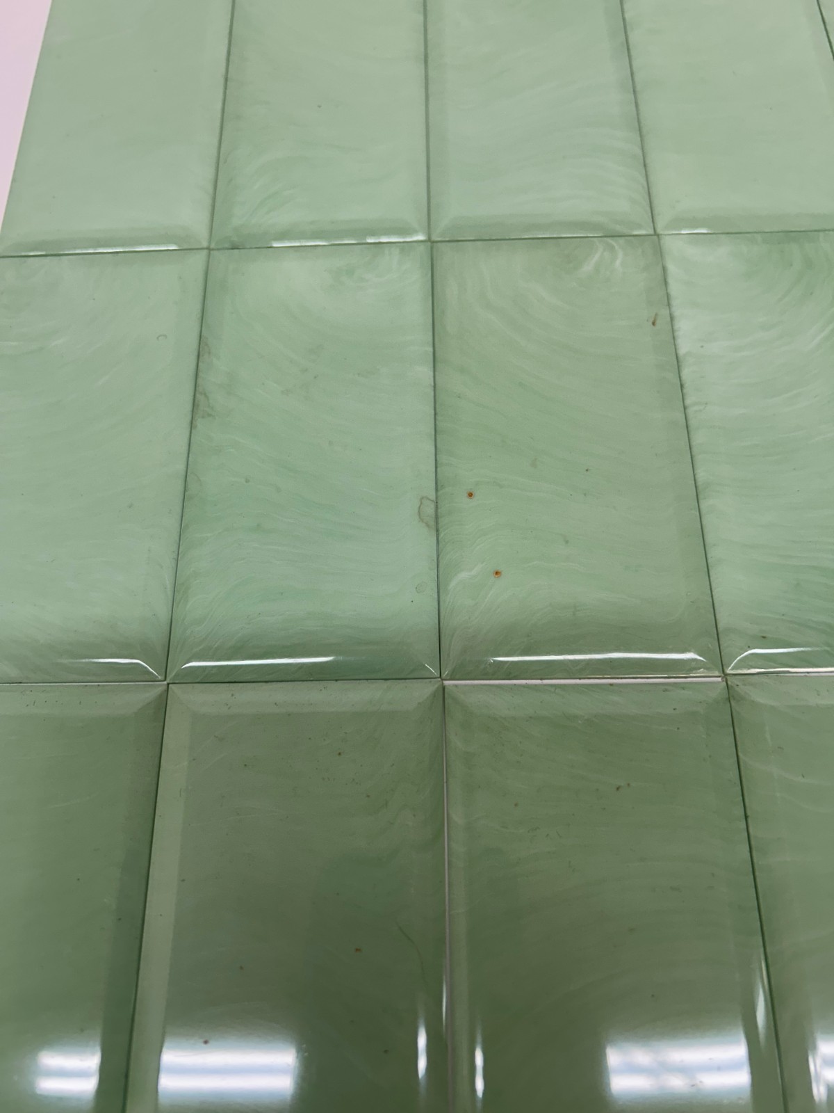 Lot 42 Unused Vtg MCM Plastic Wall Tiles Marbled Blue Green 4 1/4″ x 2 1/8″