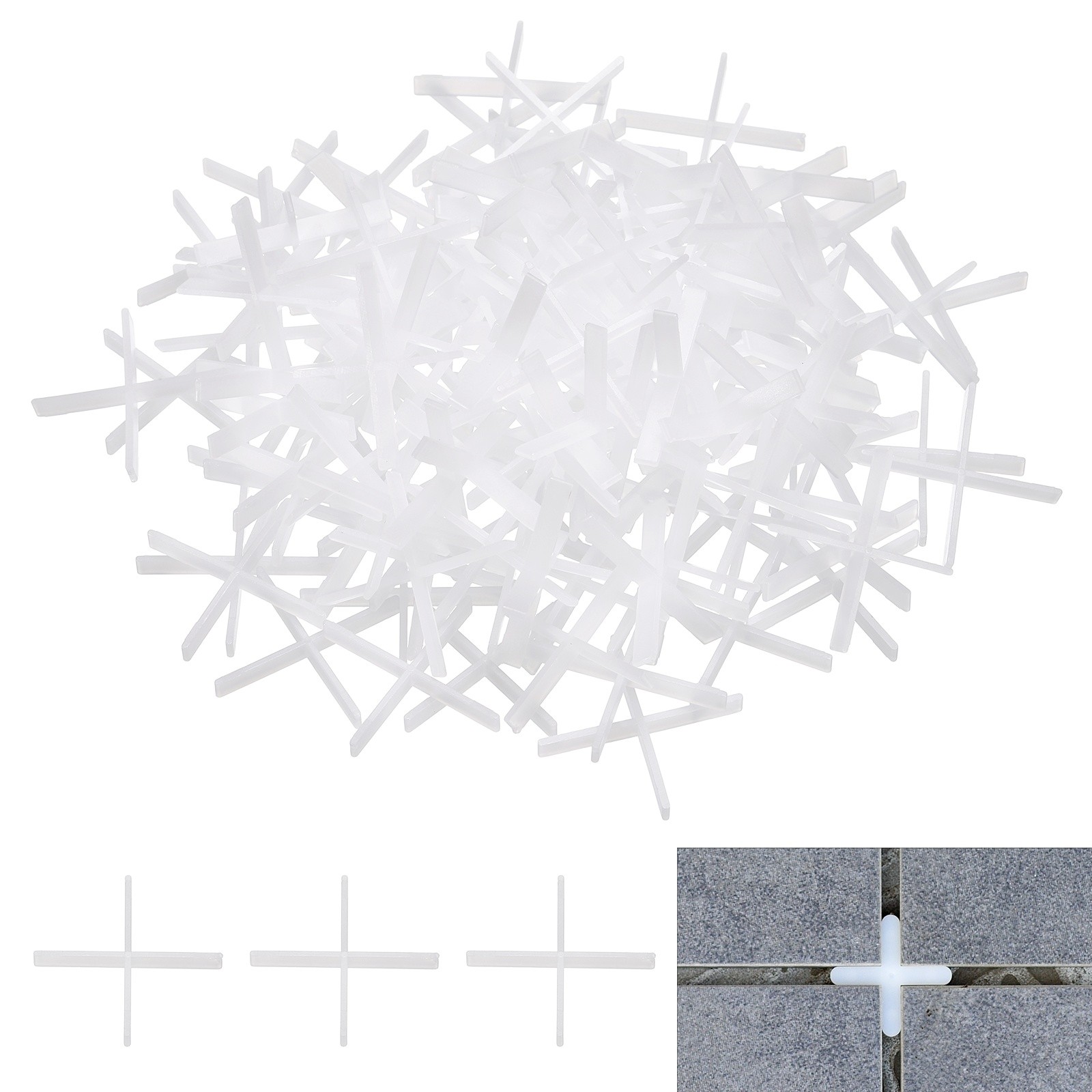 600Pcs Tile Spacers, 1mm 1/16″ Thick Cross Shape Wall Floor Tile Spacer, White