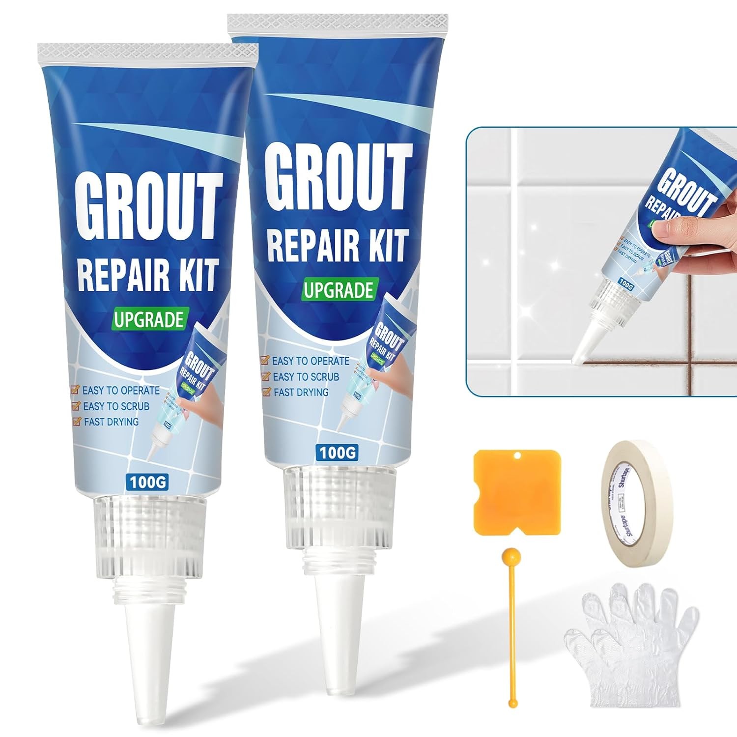 White Tile Grout Filler Pen Sealer Bathroom Kitchen Fast Dry