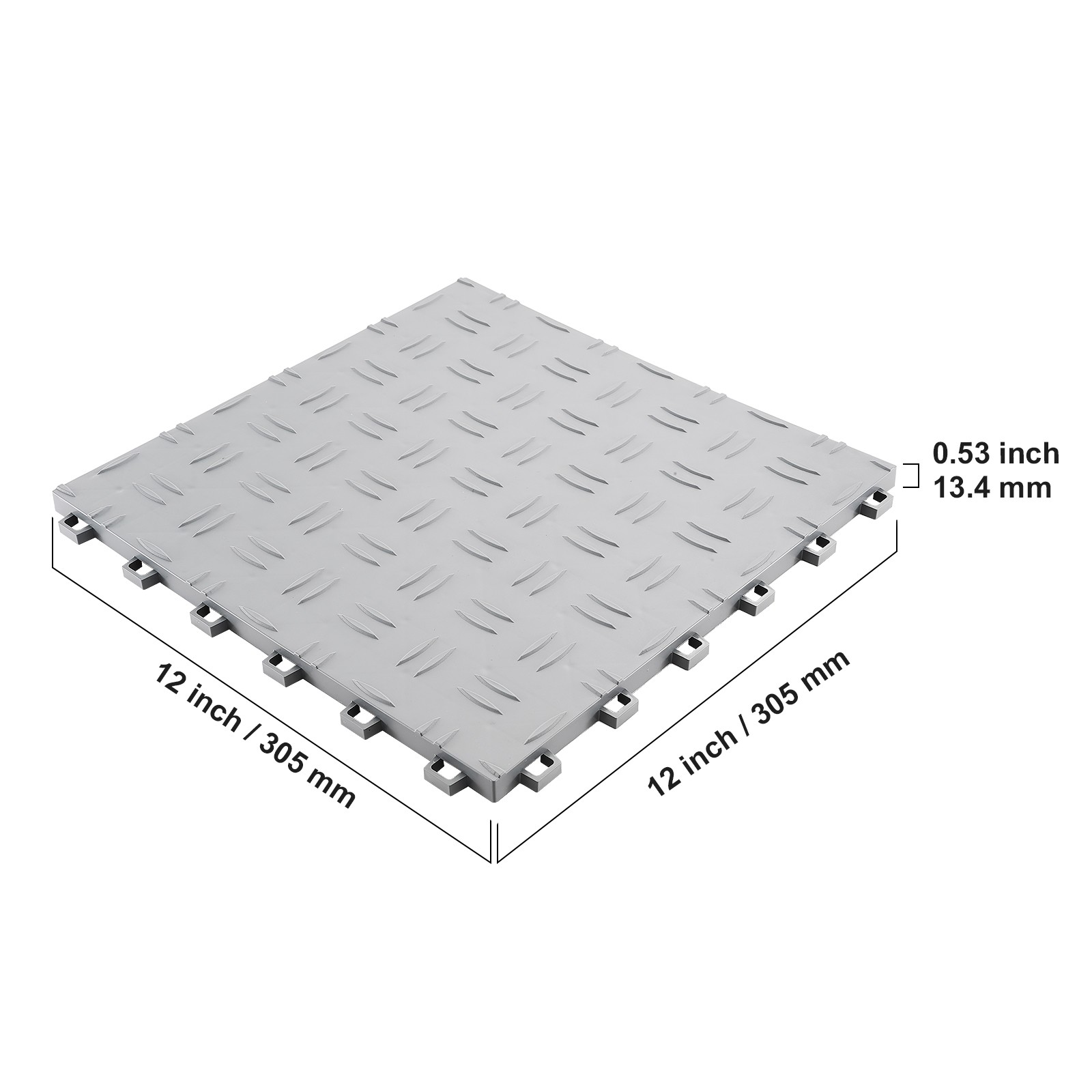 VEVOR Garage Tiles Interlocking 12×12 in 25 Pack Garage Flooring Tiles Silver