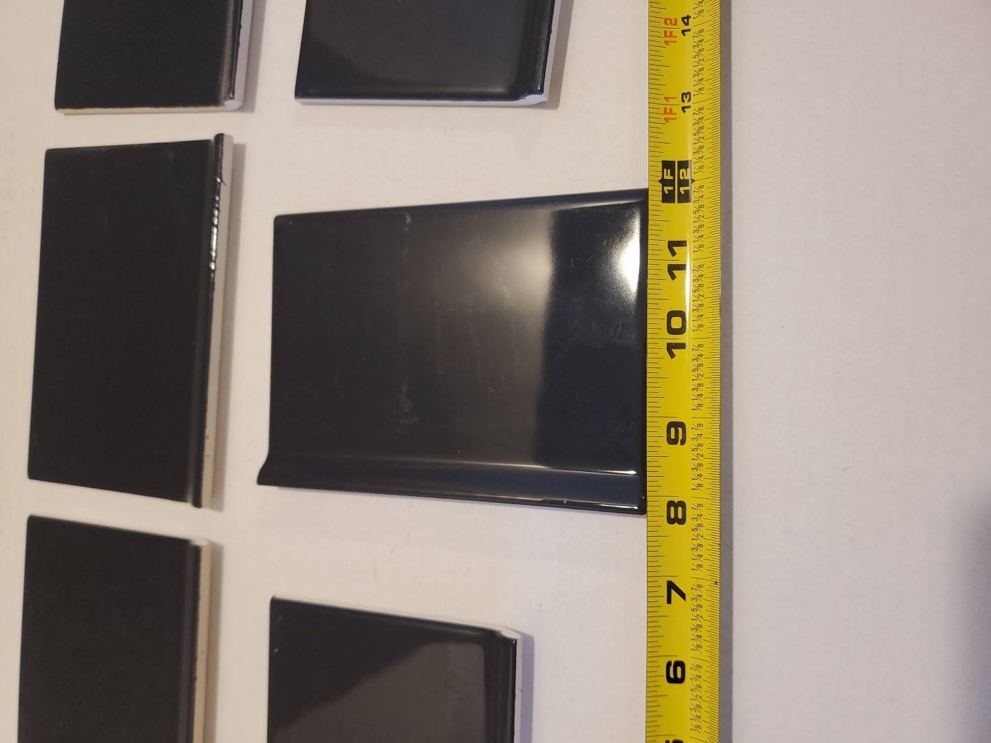 6 pc. Lot Glossy Black Bullnose Top: base/cove Ceramic Tile: 4.25″ X 6″ NEW