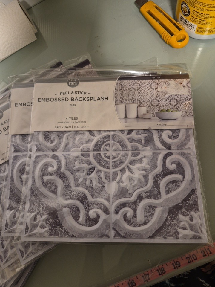 wall pops peel & stick embossed backsplash 6 Pack With 4 In Each