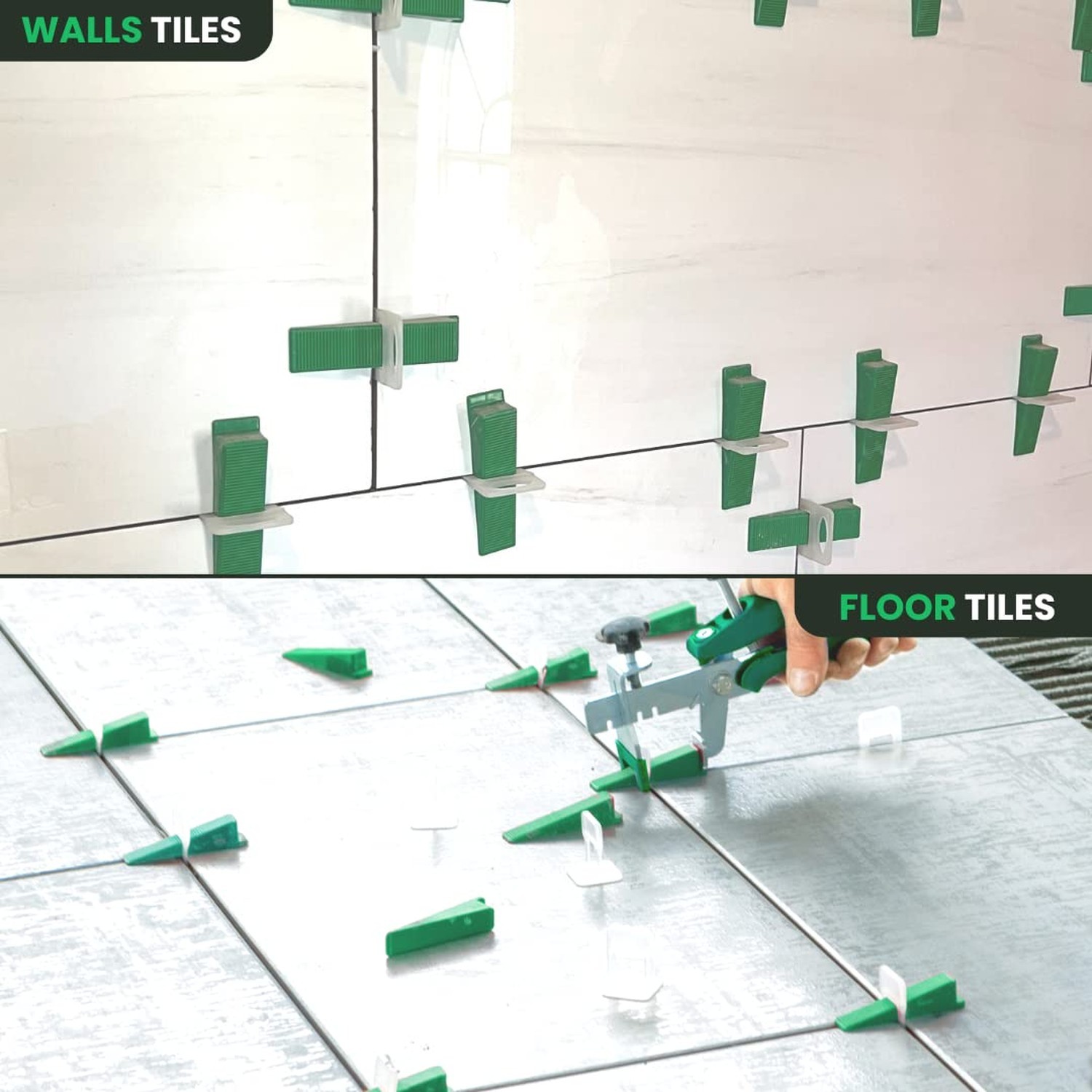 Tile Leveling System with 1 Plier, 300 Wedges, 300 1/8″ Clips – Tile Spacer L…