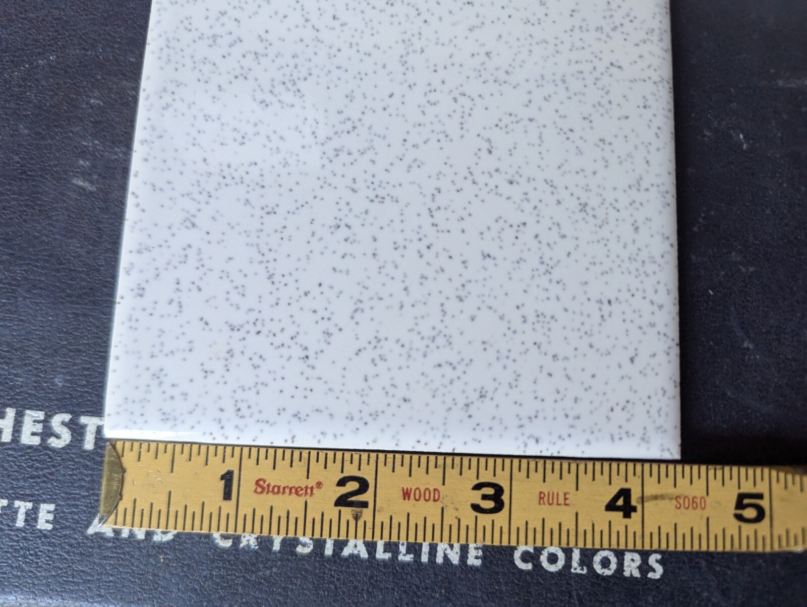4 pcs Wenczel 4-5/16″ Ceramic Tile White Sparkle Speckled Glossy New Old Stock