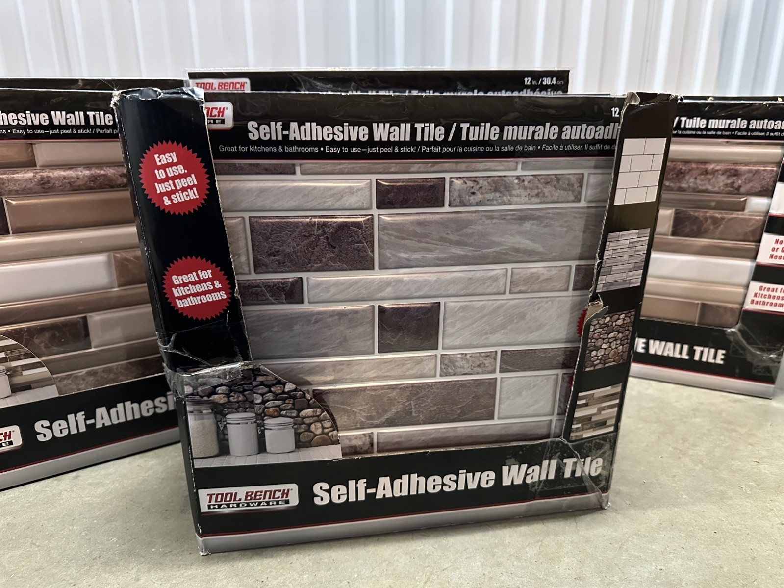 Self Adhesive Tan Brown Gray Mosaic Wall Tile 12×12 in – LOT OF 5