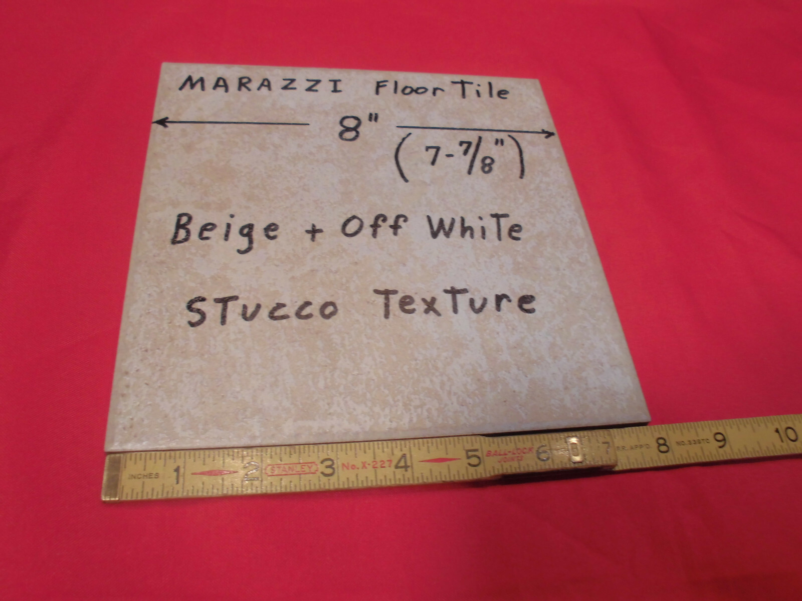 1 pc. *Off-White – Beige* 8″ Ceramic / Porcelain Floor Tile; Stucco Textured NEW