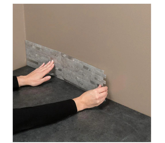 Aspect AC004 Collage 11.75″x12″ Metal & Composite Peel/Stick Backsplash, Cloud