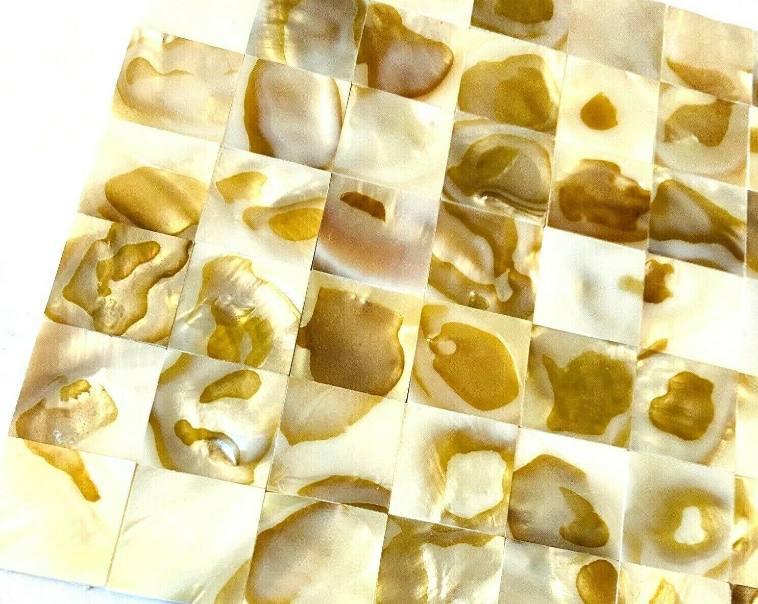 Mother of Pearl Seashell Mosaic Tile 1×1 Backsplash (5 1/2 in x 5 1/2 in sheet)