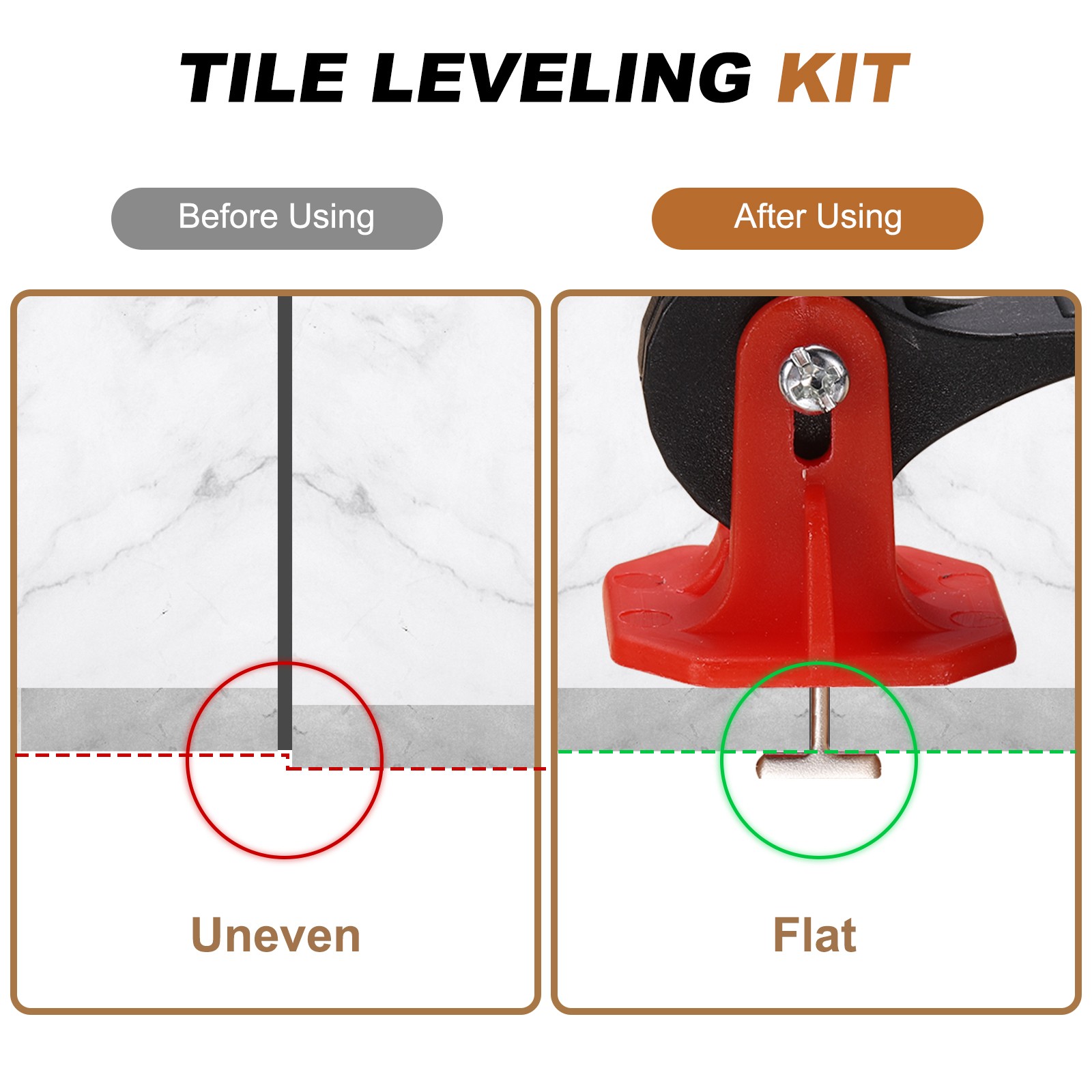 Tile Leveling Kit Tile Leveling System Fit 0.9 mm for Wall & Floor Yellow 50 Pcs