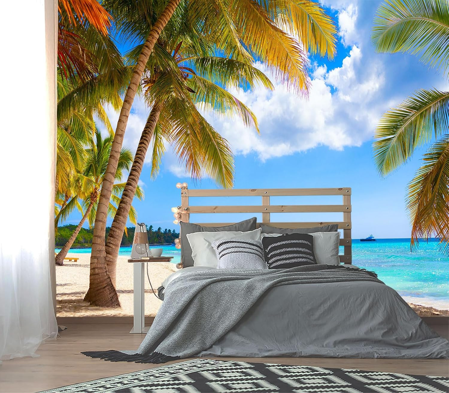 Beach Palms Wallpaper Mural – Tropical Tree Leaf Design for Any Room 132″x92