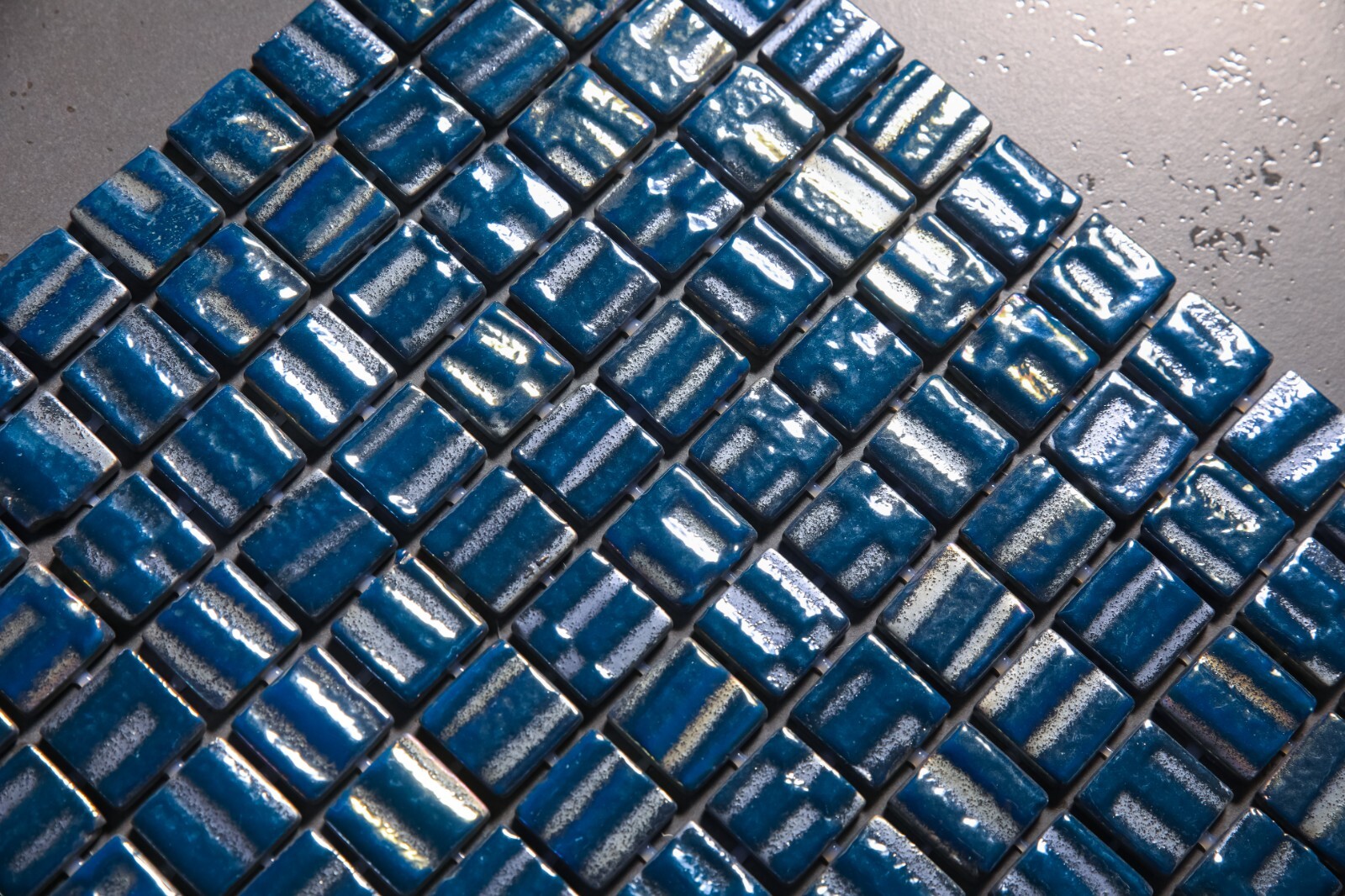 Pressed Glass Mosaic on Net for Pool 32.5×51.5 -Alves Blend Cobalt Pool
