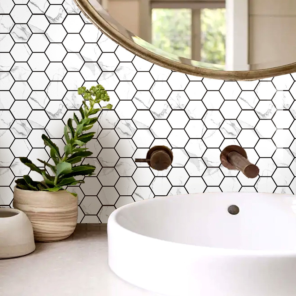 20-Sheet Self-Adhesive Wall Tiles Peel Backsplash Tiles for Kitchen and Bathroom