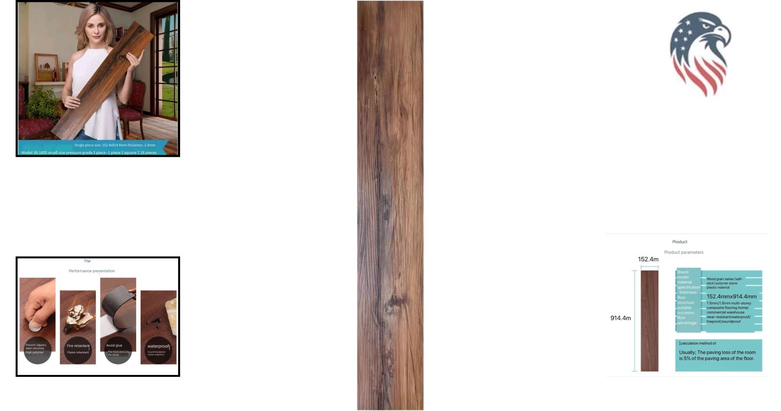 Vinyl Peel and Stick Floor Tile 10 Pack Hickory Wood Look 15 Sq Ft
