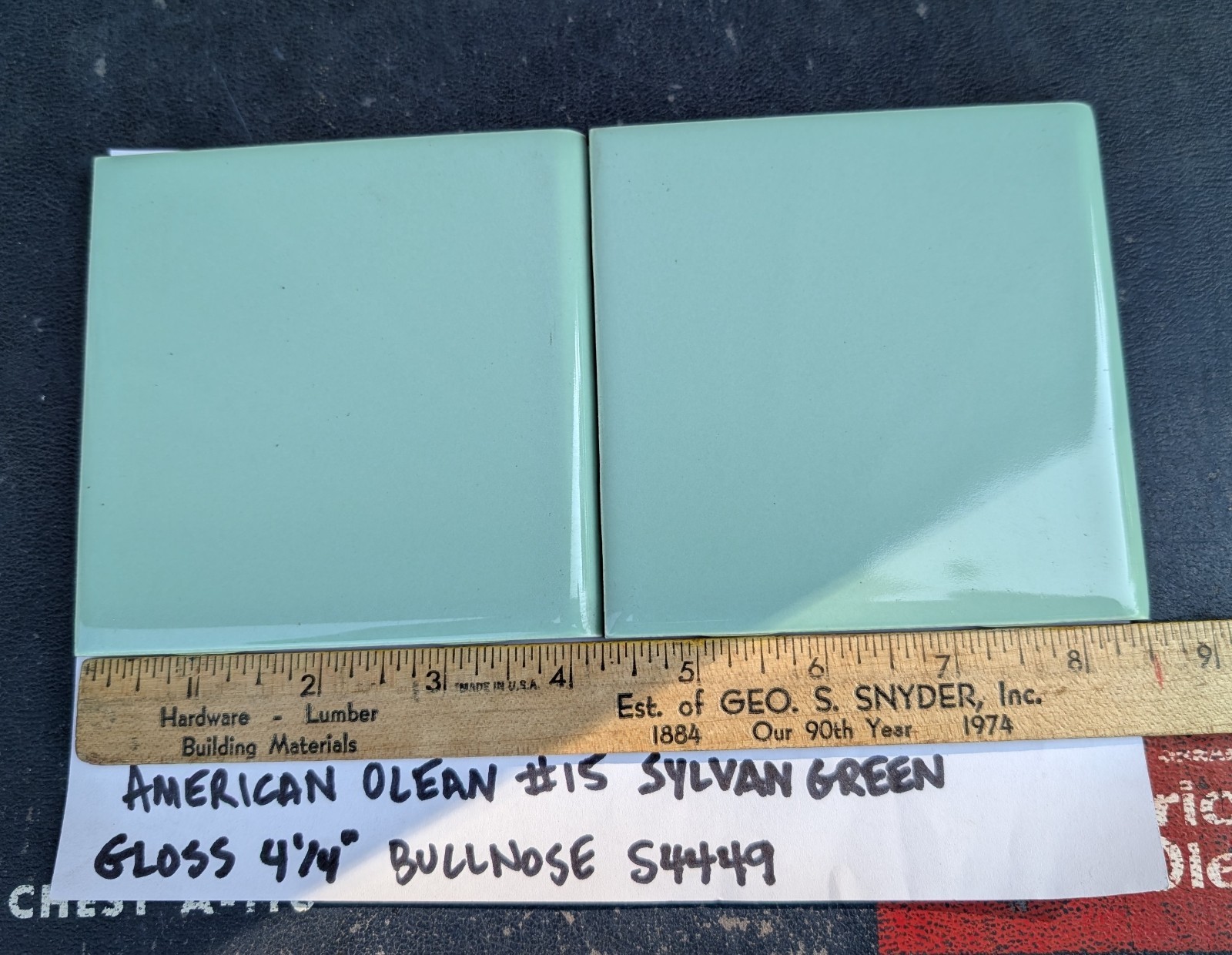 2 pieces 4-1/4″ Ceramic Tile BULLNOSE #15 Sylvan Green New American Olean Tile