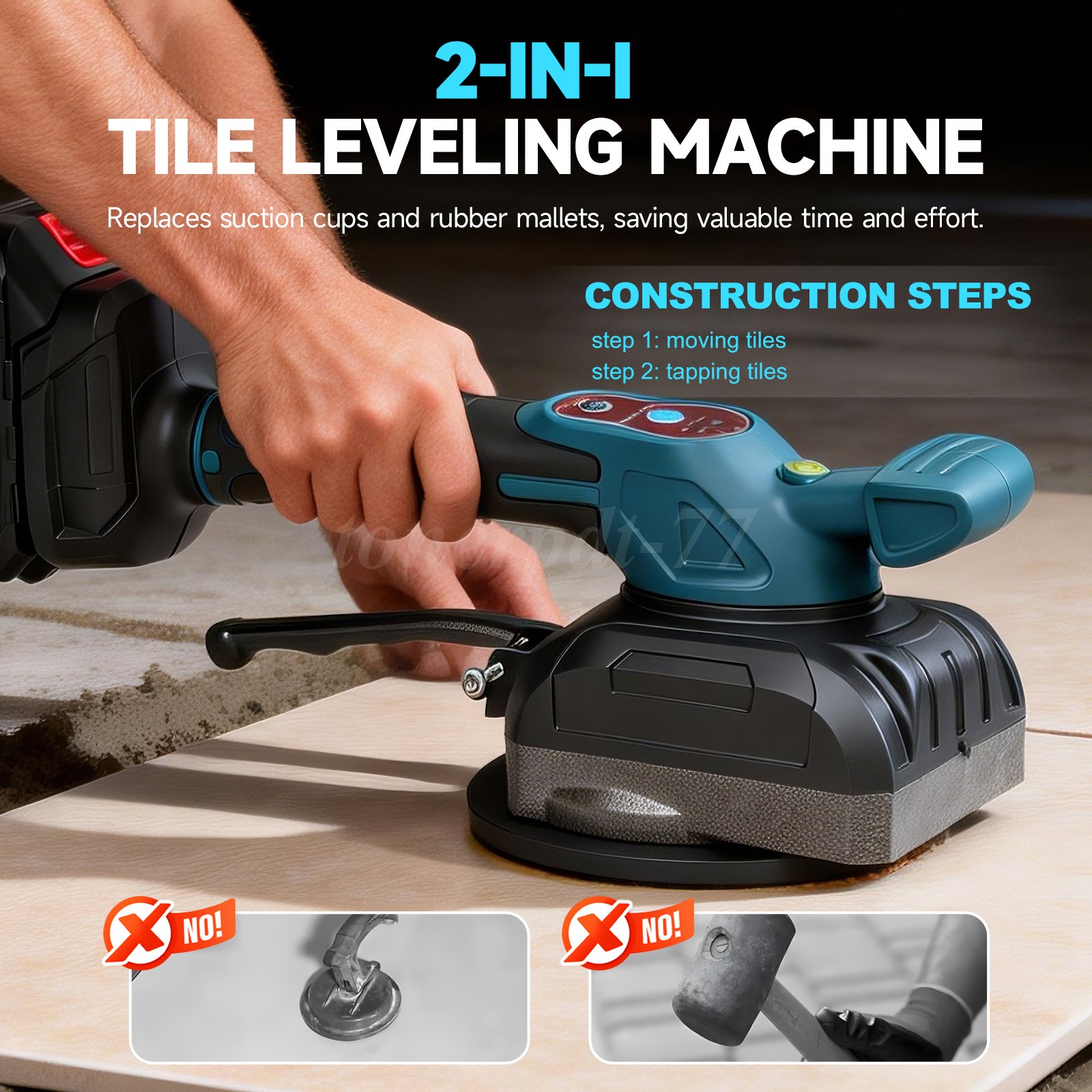 Cordless Tile Vibration Machine Tool, Electric Leveling Machine w/1.5Ah Battery