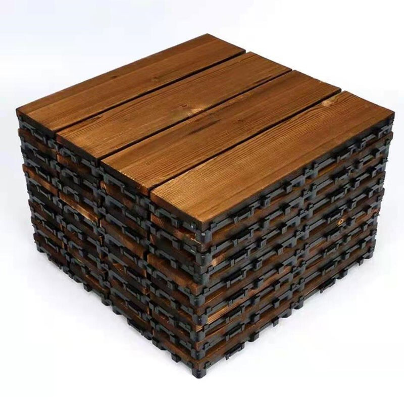 10x Deck Floor Tiles DIY Wood Floor Decking Interlocking Outdoor Garden Balcony