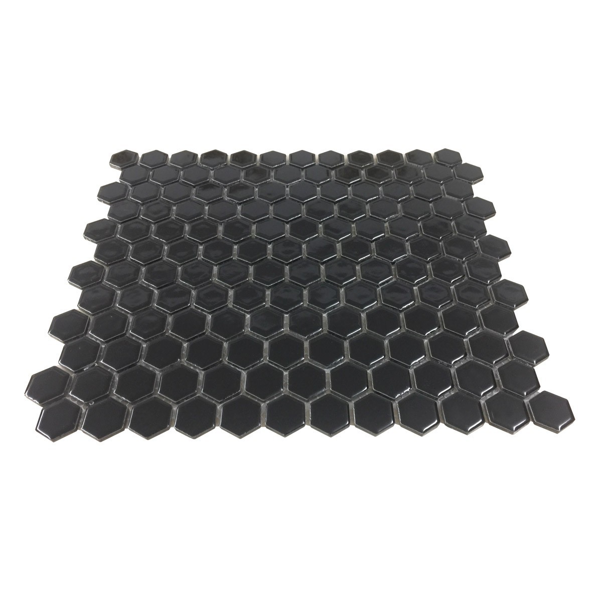 Porcelain Mosaic Hexagon Glossy Black Floor and Wall Tile 19.3 SQ FT