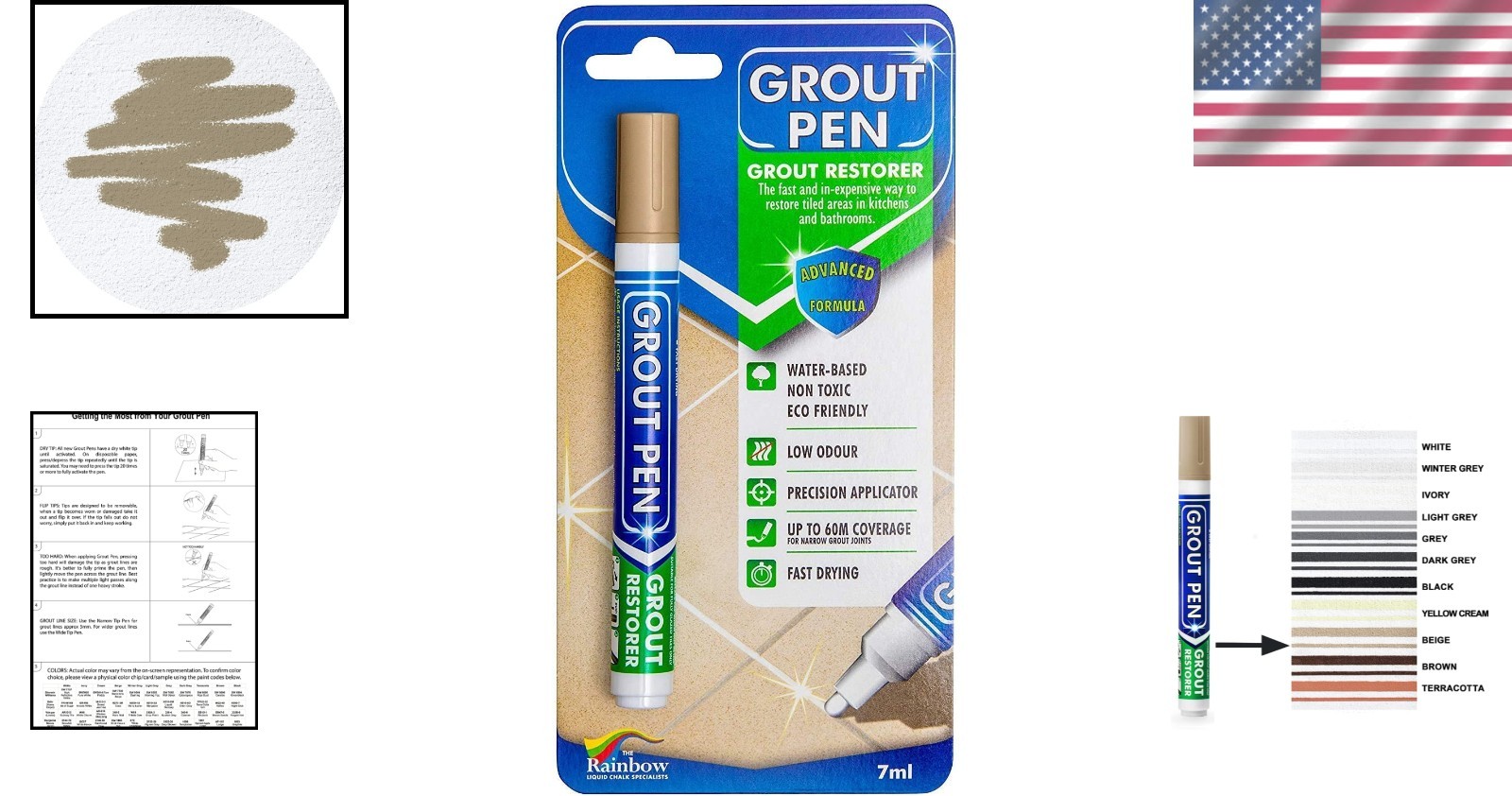 Revive Grout with Waterproof Beige Colorant Pen – Narrow 5mm Tip for Precision