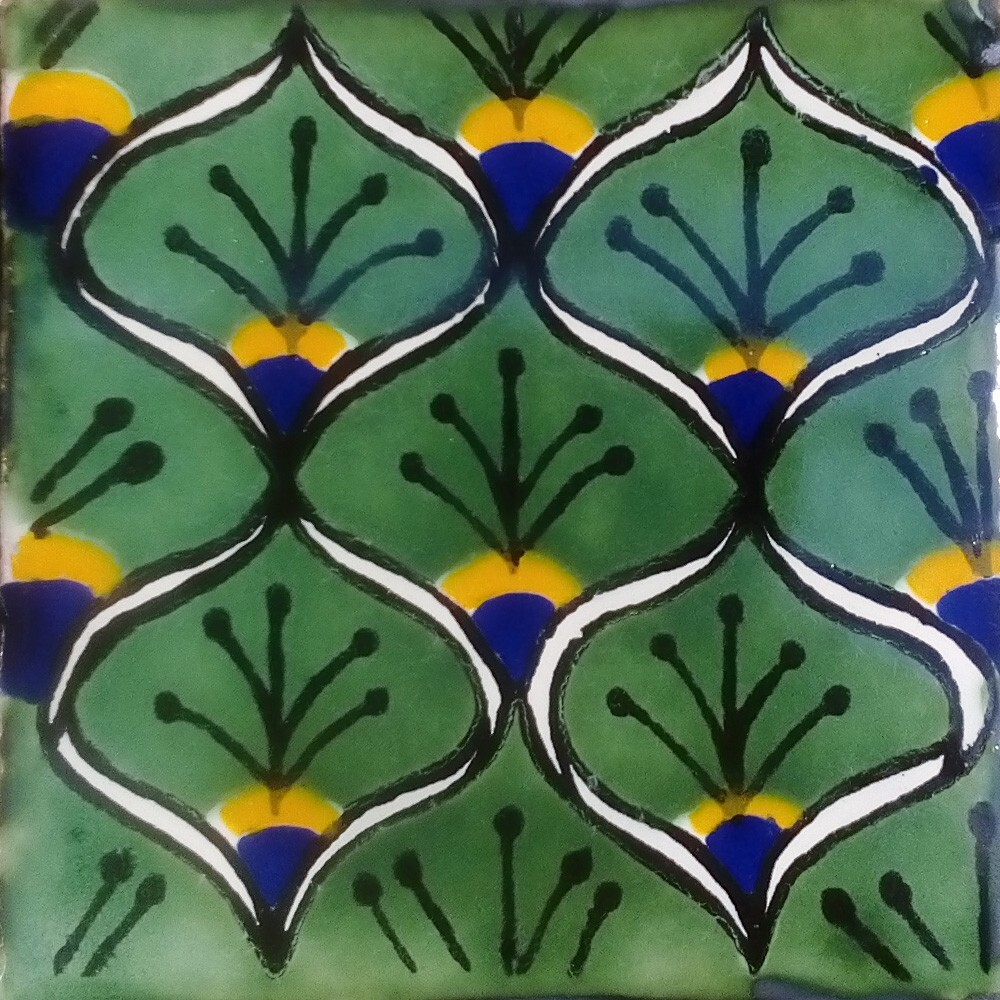 #C056) Mexican Tile sample Ceramic Handmade 4×4 inch, GET MANY AS YOU NEED !!