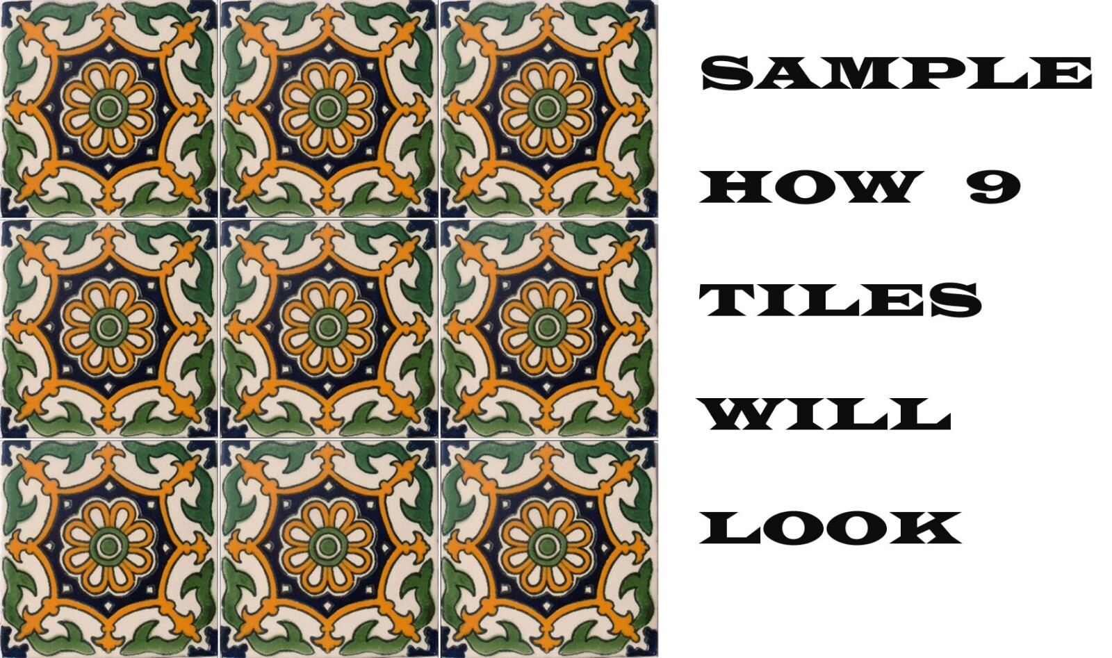 #C061) Mexican Tile sample Ceramic Handmade 4×4 inch, GET MANY AS YOU NEED !!