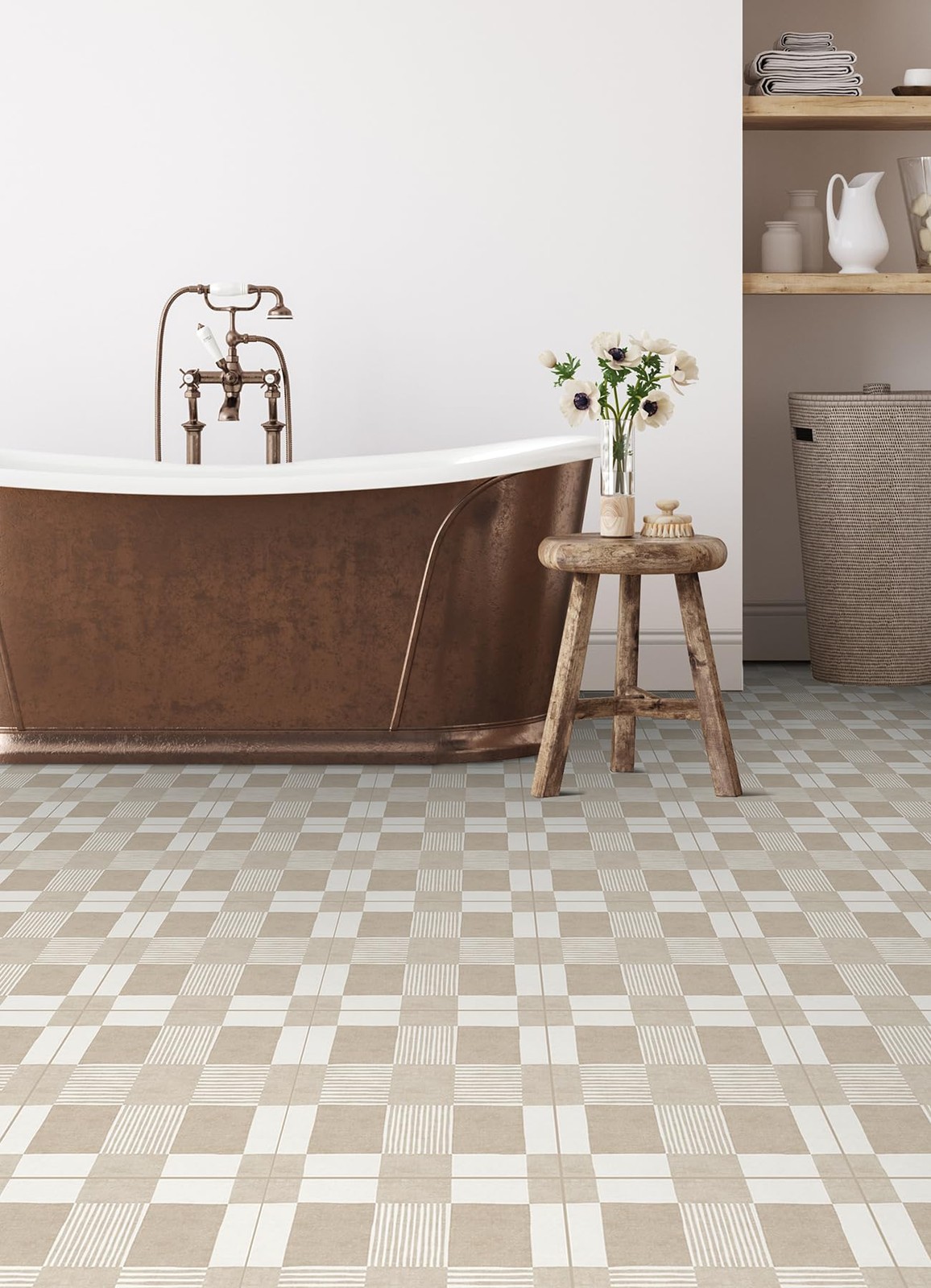 10 PCS Richmond Peel Stick Floor Tiles Beige Water Resistant 12×12 Inch Pack