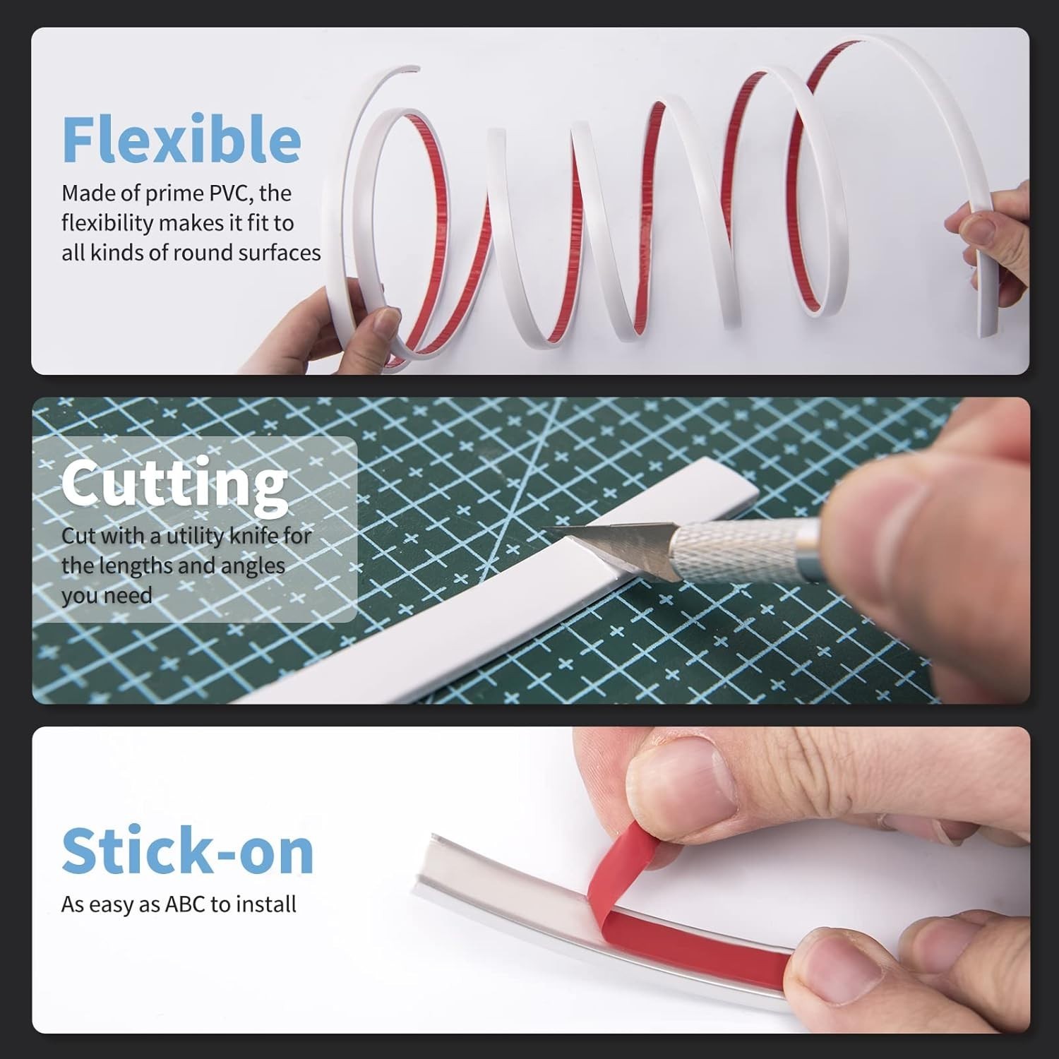 Superior Adhesion 30 Ft Peel and Stick Vinyl Trim for Effortless Installation