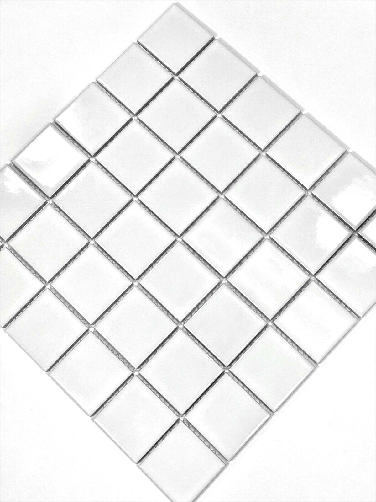 White 2×2 Shiny Porcelain Mosaic Tile Backsplash Wall Floor Kitchen (BOX OF 10)