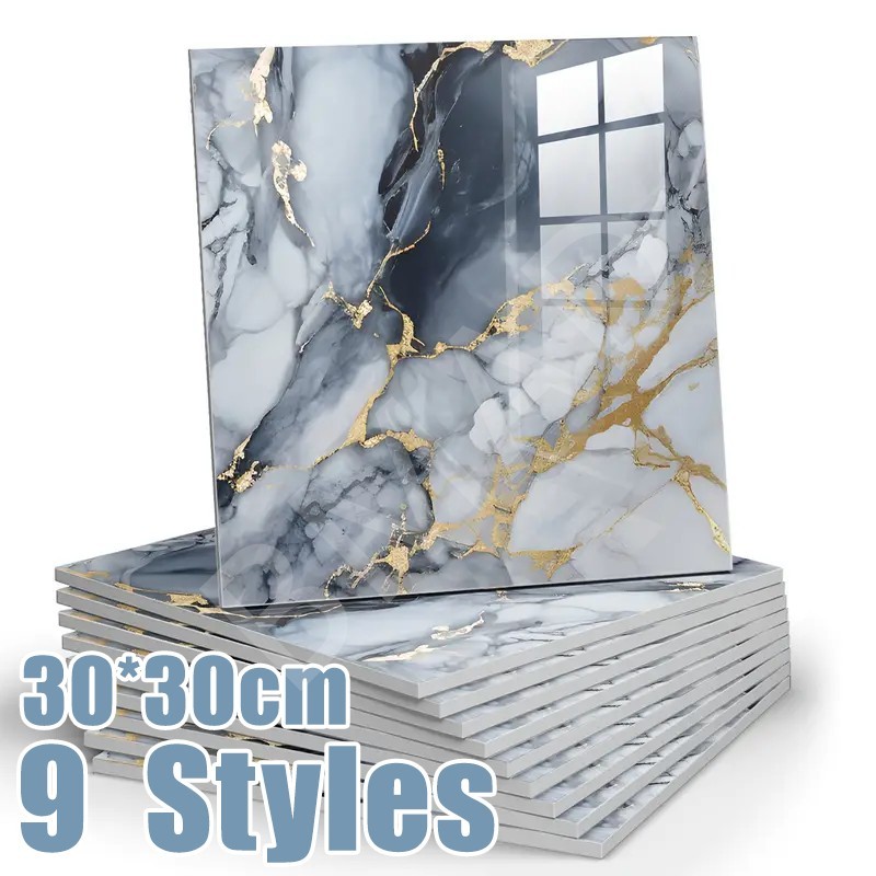20/10 Pcs Peel and Stick Marble Floor Wall Panels PVC Tiles Sticker US**