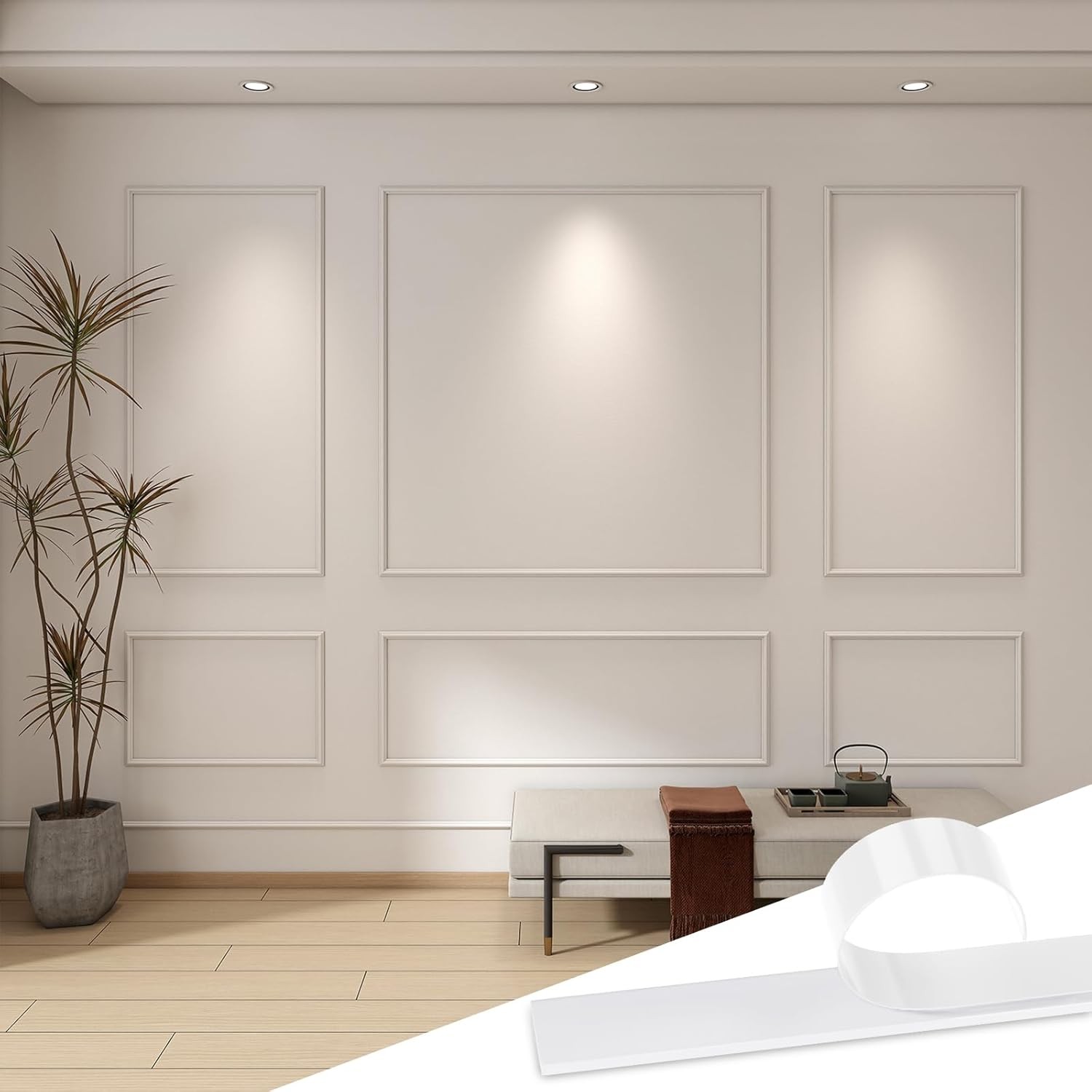 Peel & Stick Wall Molding Kit 3D Premade Wainscoting Wall Decor 31×63+72×63