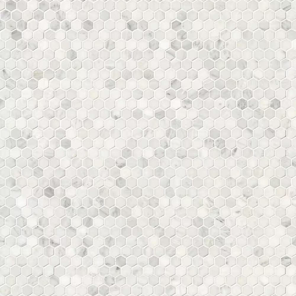 Greecian White 12 X 12 In. X10 Mm Honed Marble Hexagon Mosaic White Classic Patt