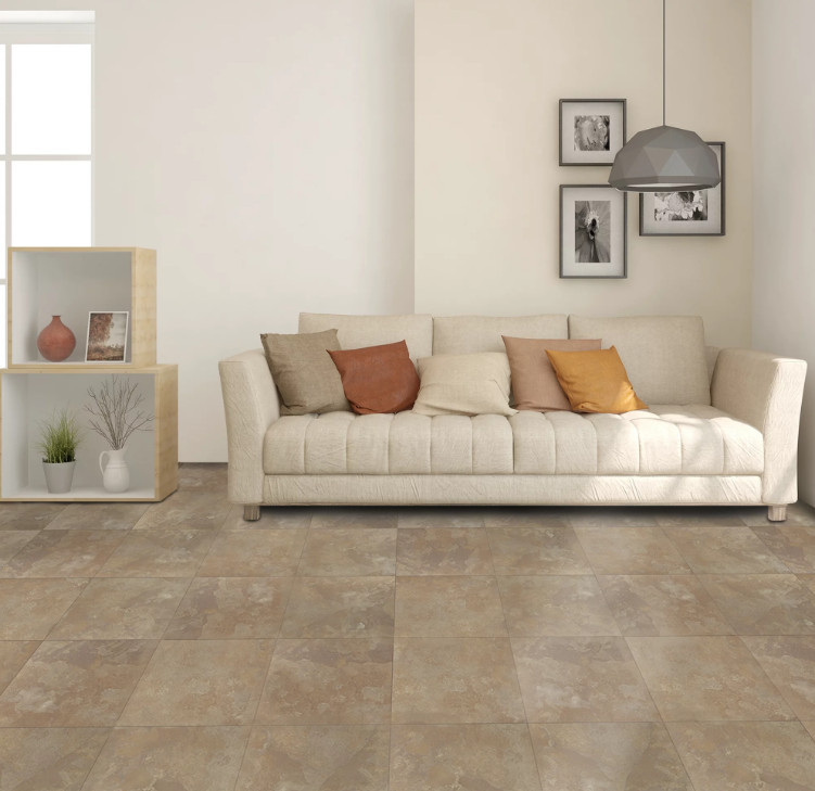 Floor Tile Water Resistant Vinyl Self Adhesive Light Slate Marble No Wax 12 x 12