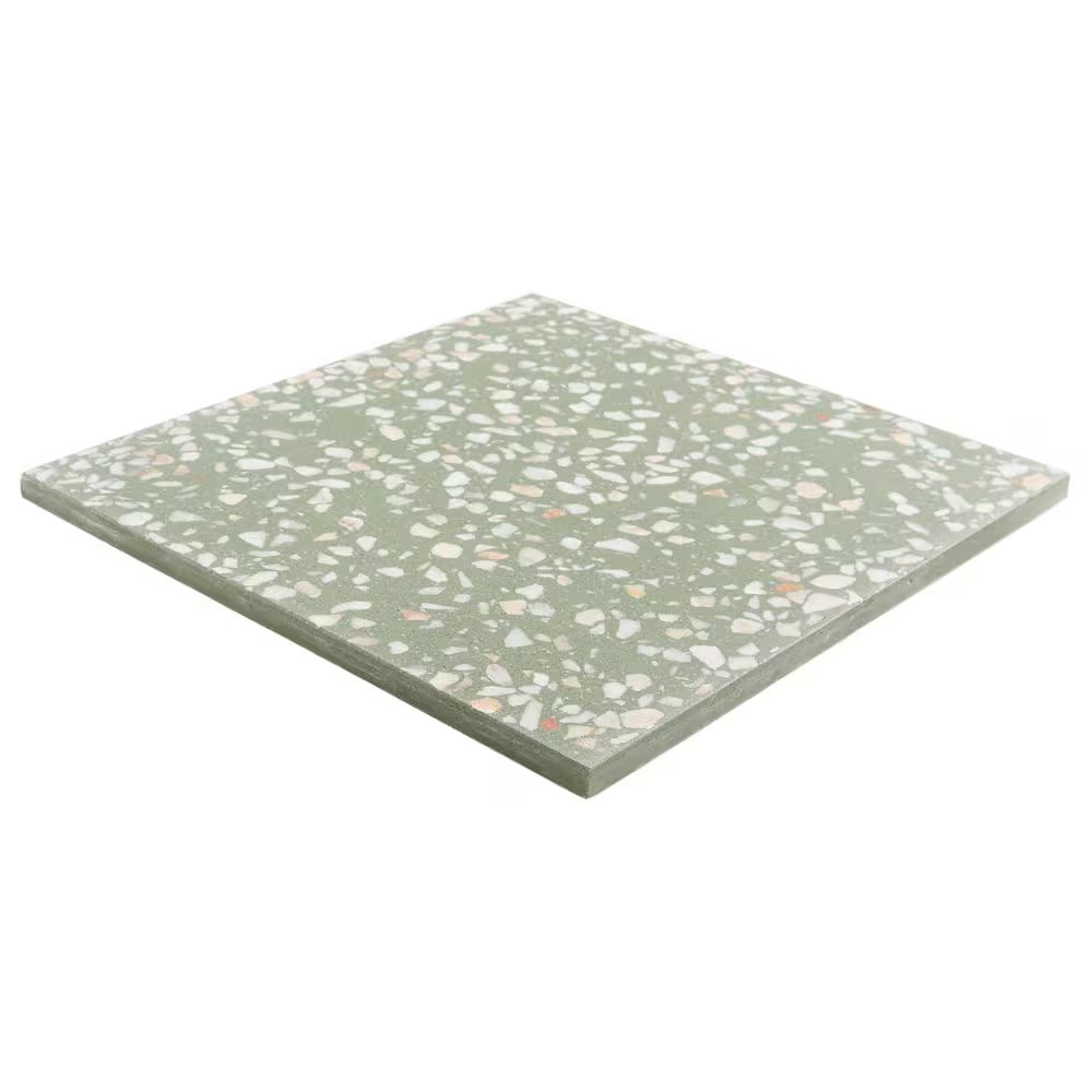 Raleigh Lisbon Green 16.4 In. X 16.4 In. Polished Terrazzo Floor and Wall Tile (