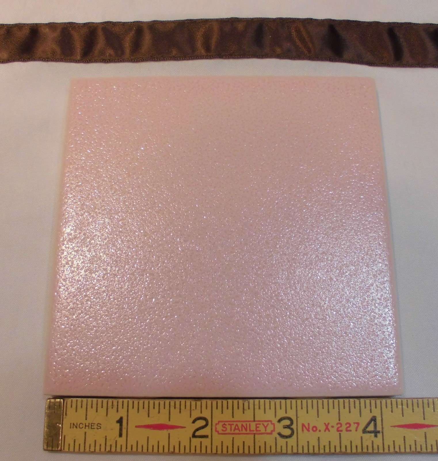 1 pc. Ceramic Tile *Pink Crystal Glazed* by Mid-State Co. 4-3/8″ Crystalline