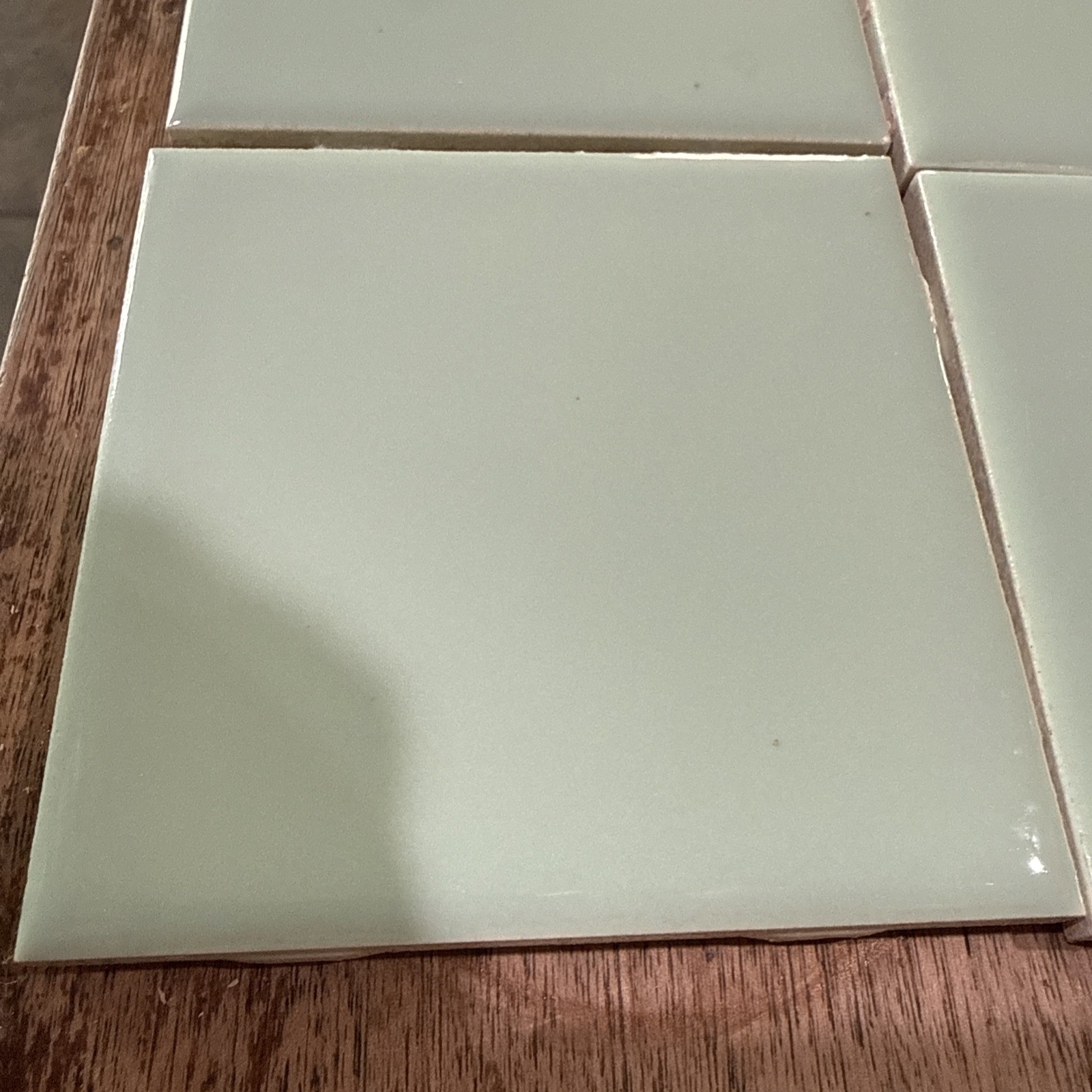 LOT OF 8 VINTAGE LIGHT GREENISH/turquoise CERAMIC WALL TILE SQUARE 4-1/4X 4-1/4