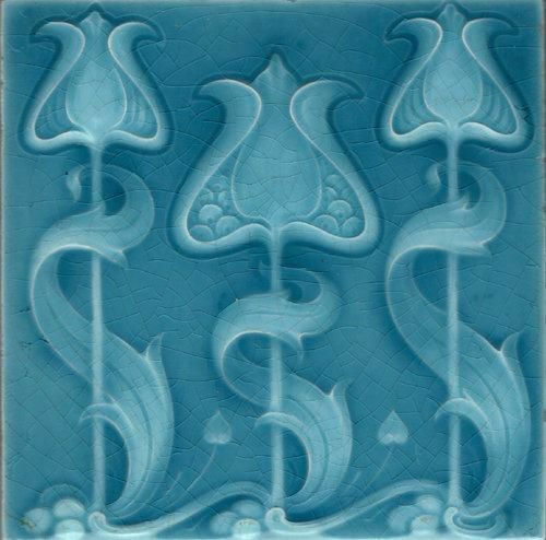 Art Nouveau Vintage Ceramic Tile Rare REPRODUCTION – Flat Surface, Not 3D !!