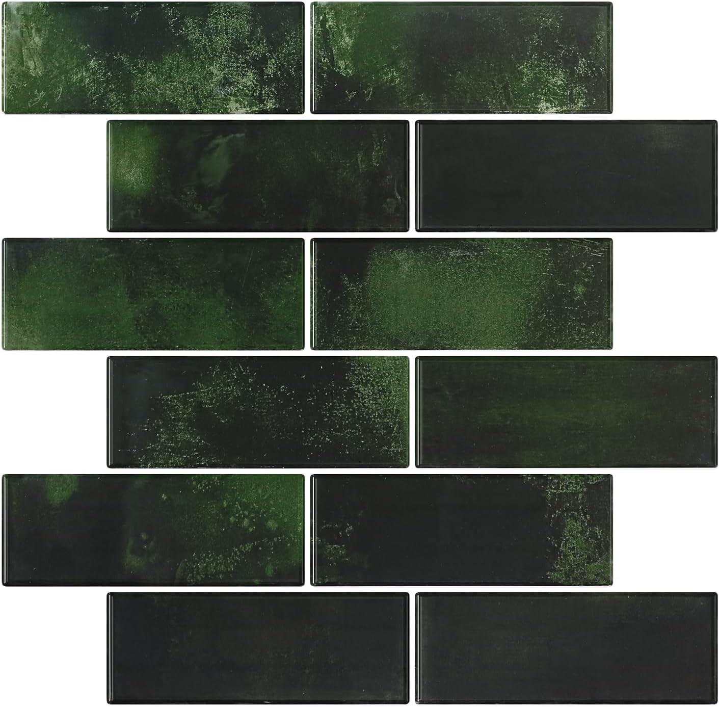 VEELIKE 24-Sheets Retro Green Subway Tile Peel and Stick Backsplash for Kitchen