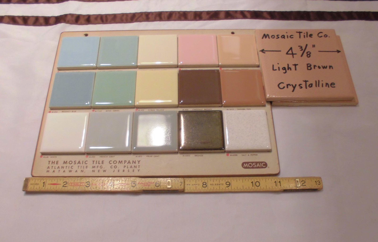 1 pc. *Light Brown* Ceramic Tile by Mosaic Tile Co. 4-3/8″ Crystalline Glazed