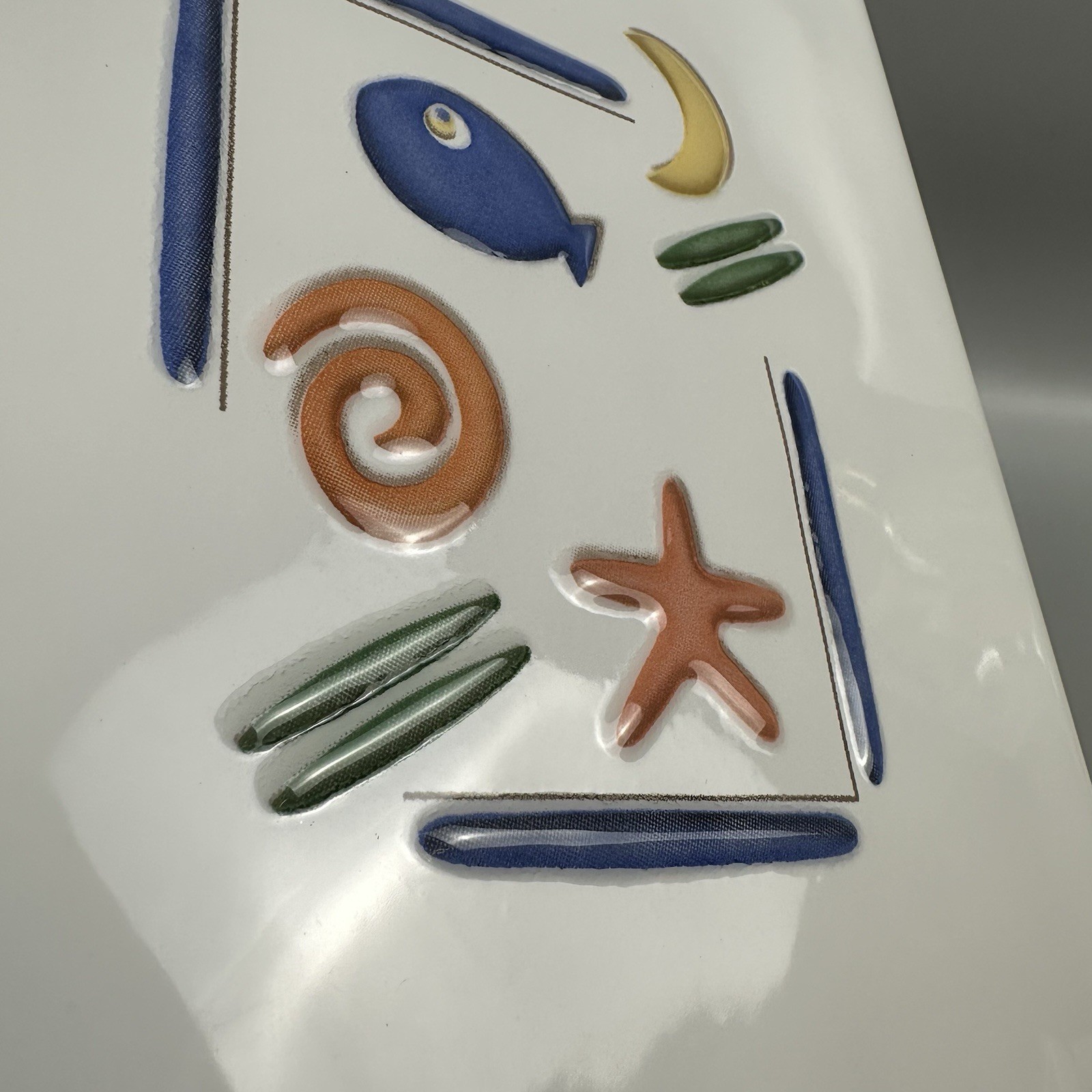 Vtg Metropol Spain Pisces Ceramic Wall Tiles 20x25cm Fish Starfish 7-pc NOS