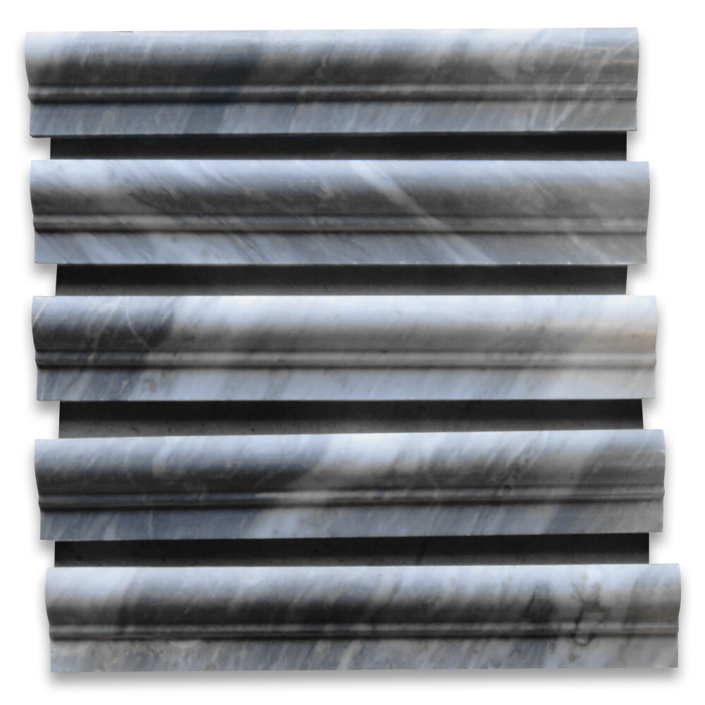 K04H Bardiglio Gray Dark Grey Marble Chair Rail Bullnose Trim Molding Honed