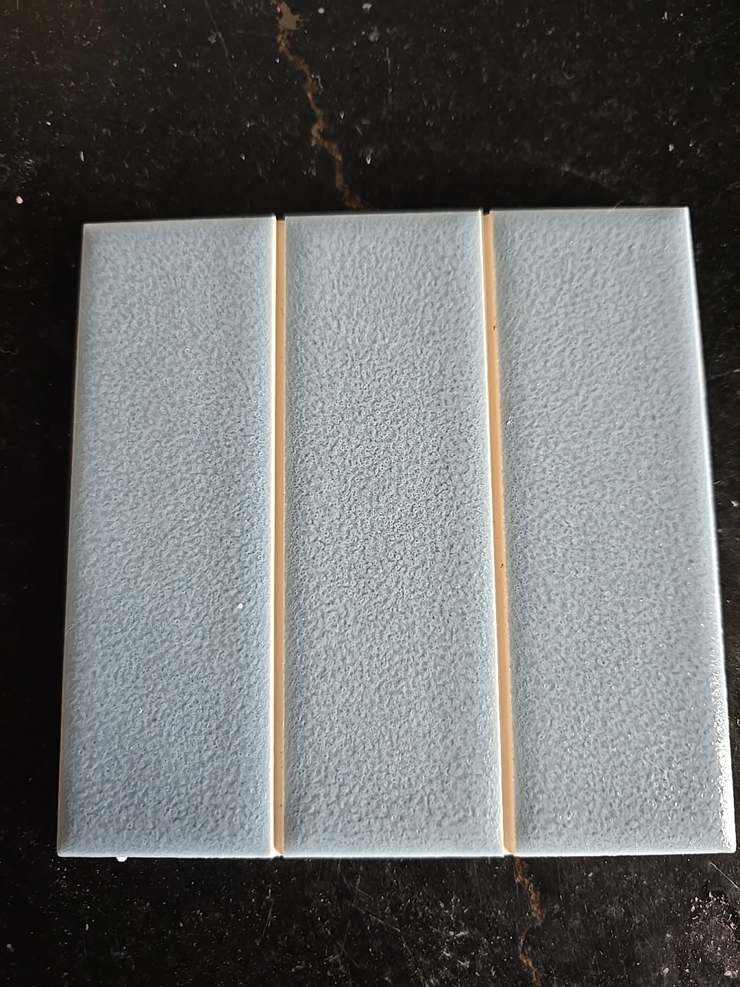 Vintag American Olean 4 1/4″ Scored Self Spacing Crystalline Aqua Blue Tile NOS