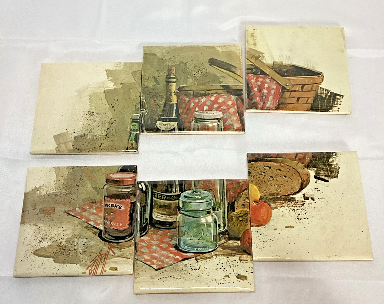 Ceramic Tile Mural Kitchen Backsplash – Farmhouse Country Picnic